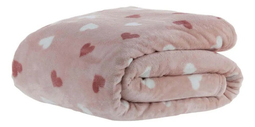 Cobertor Manta Solteiro Vintage Rosa Coração Kacyumara
