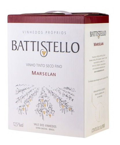 Vinho Battistello Marselan Tinto Seco Bag In Box 3lts