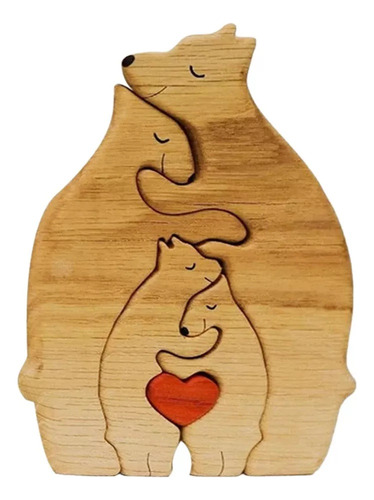 Puzle Artístico Familiar De Osos De Madera,