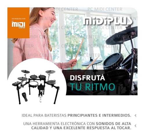 Imagen 8 de 10 de Batería Electrónica Midiplus Ed6 5 Cuerpos 3 Platillos Promo