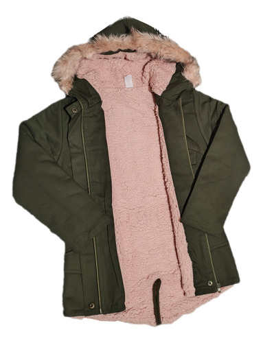 Parka Niña Gabardina Con Corderito
