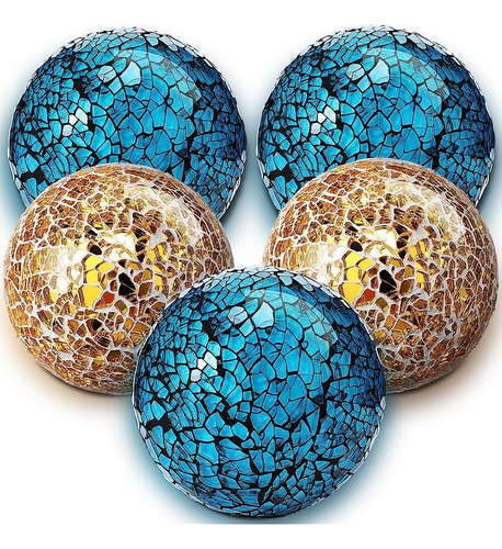 Honeydak 5 Piezas De Vidrio Mosaico Esfera Bolas Decorativas