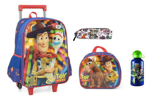 Kit Toy Story Mochila Rodinha + Lancheira + Estojo + Garrafa