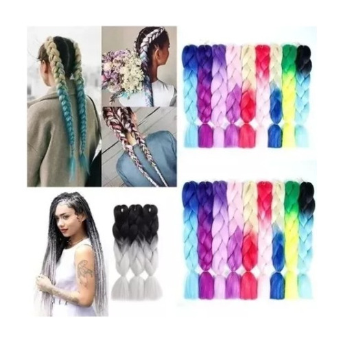 Kanekalon Para Trenzas Set 50 Paquetes Colores A Elección