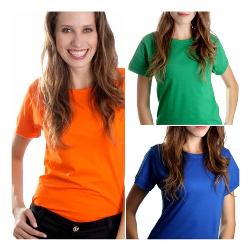 2 Camisetas Baby Look Feminina Algodão Lisa Blusinha Camisa