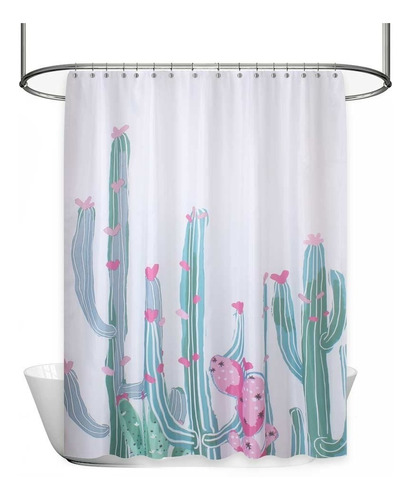 Cortinas Baño Panel Estampadas Antihongos Live Cactus