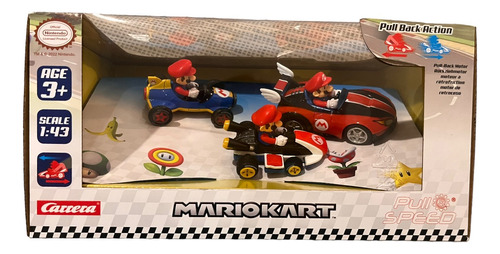 Mario Kart Carrera Play Set 3pz Pull Speed Friction 1:43