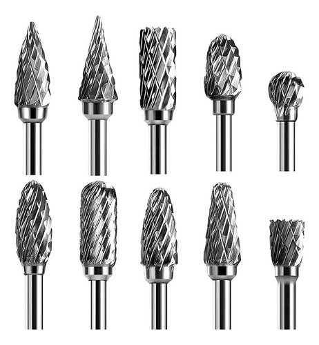 10 Fresas Rotativas De Carburo De Tungsteno De Doble Corte