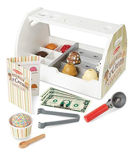 Melissa & Doug Mostrador De Madera Para Helado Con Cuchara Y