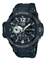 Comprar Reloj de pulsera Casio Gravitymaster GA-1100 de cuerpo color negro, analógico-digital, para hombre, fondo negro, con correa de resina color negro, agujas color blanco y gris y negro y verde, dial blan