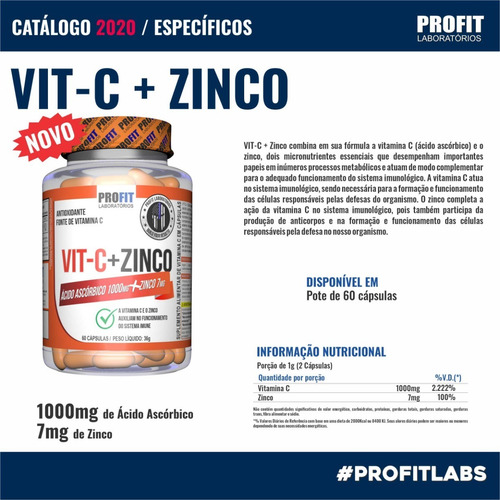 Imagem 2 de 4 de Vitamina C 1000mg 60 Caps - Profit