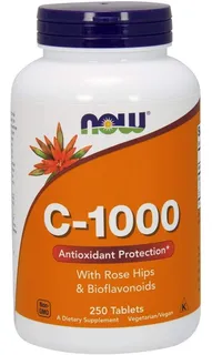Vitamina C-1000 Rose Hips E Bio, Now, 250tabl, Importada Eua