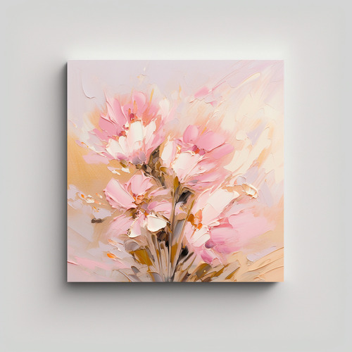 70x70cm Cuadro Espectacular A Gold And Pink Colors Flowers P