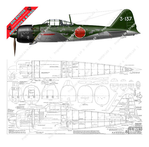 Plano Rc Mitsubishi A6m Zero (leer Envio Antes De Comprar)