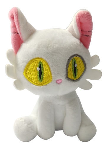 Gato Blanco Ojo Chimuelo Kawaii Tierno Peluche Llavero Michi