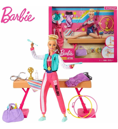 Barbie Set De Gimnasia Muñeca Articulable Con Accesorios