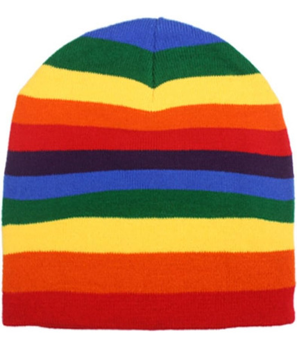 Gorro De Punto Multicolor Con Rayas De Arcoíris, Gorro De In