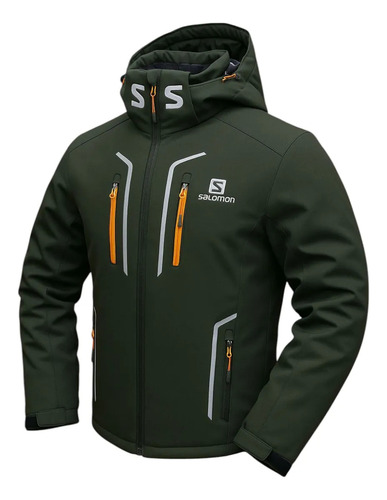 Campera Salomon Tecnica Deportiva Con Trampa Para Nieve Verde Oscuro M