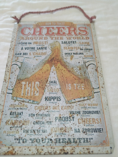 Cartel De Cerveza Vintage Antiguo Esclusivo Cheers Salud