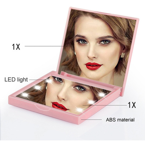 - Mini Espejo De Maquillaje Portátil Plegable Led De Doble