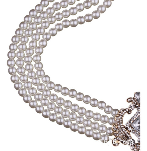 T Gargantilla De Perlas Simuladas Con Cristal