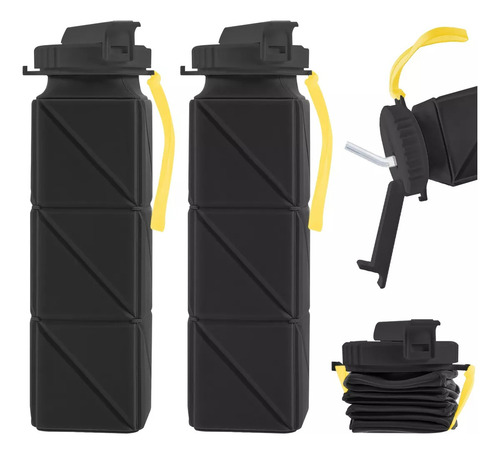 2pz Vaso Botella Agua Plegable Silicon Viaje Oficina Fitness