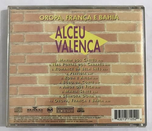 Cd Alceu Valença - Oropa, França E Bahia (Usado)