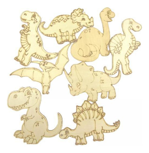 5 Rebanadas De Madera Dinosaurio Recortes De Madera Sin
