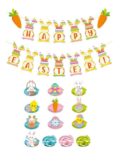 Pancarta De Feliz Pascua, Decoraciones Colgantes En Forma De