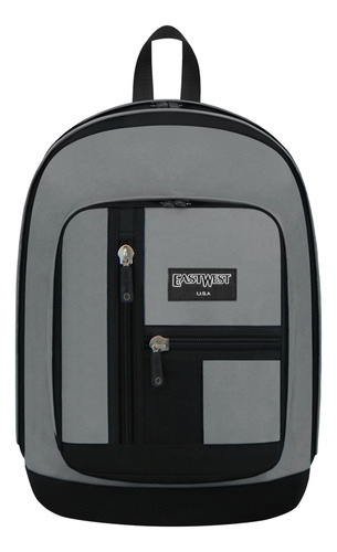 Mochilas Escolares Marca East West Ligera 5 Bolsillos Porta Botella Color Charcoal Diseño De La Tela Lisa