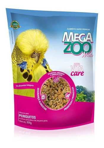 Ração Para Aves Zoo Mix Periquito 350g Megazoo