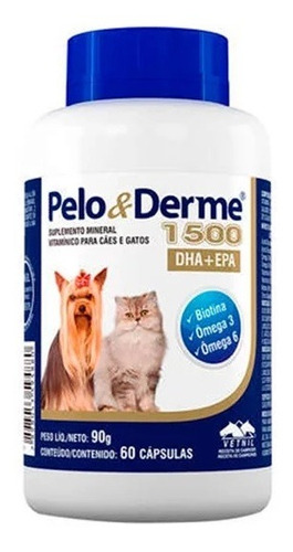 Suplemento Pelo & Derme 1500 (90g/60 Capsulas) - Vetnil