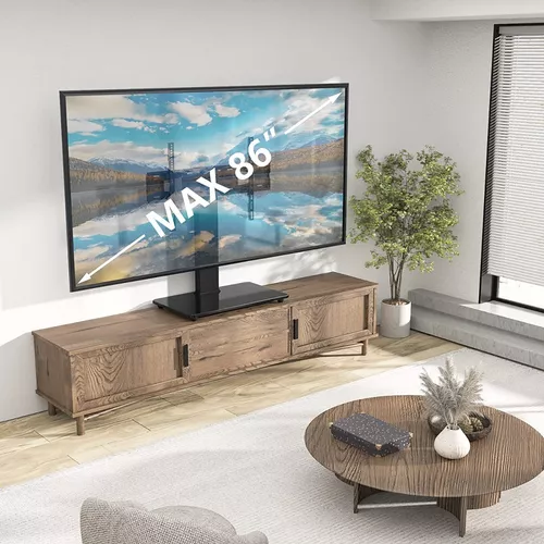 TVON Base universal de TV para televisores de pantalla plana de 50 a 86  pulgadas, soporte de TV de mesa con soporte giratorio, base de vidrio  templado