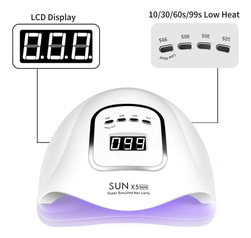 Lámpara Uv Led Para Uñas Secado Rápido 45led 150w & Guantes