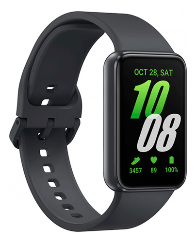Reloj inteligente Samsung Galaxy Fit3 1.6 Amoled Bluetooth Graphite, carcasa blanca, pulsera gris oscuro, bisel gris oscuro, diseño de pulsera deportiva