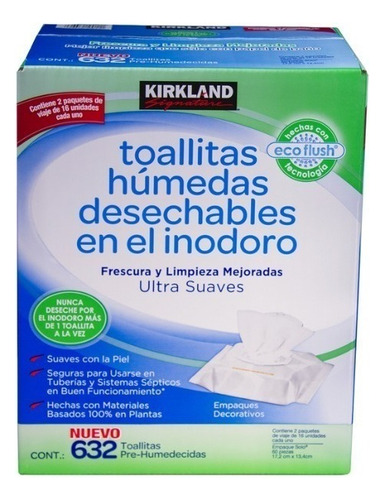 Toallitas Húmedas Desechables Adulto Inodoro Kirkland 632 Pz