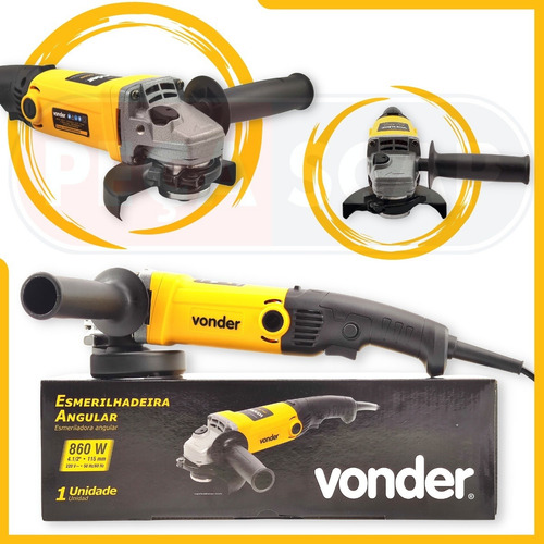 Esmerilhadeira angular Vonder EAV 860N de 50 Hz/60 Hz amarelo 860 W 127 V + acessório