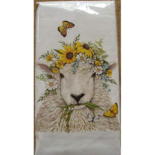 Flour Sack Towel Sheep In Floral Crown