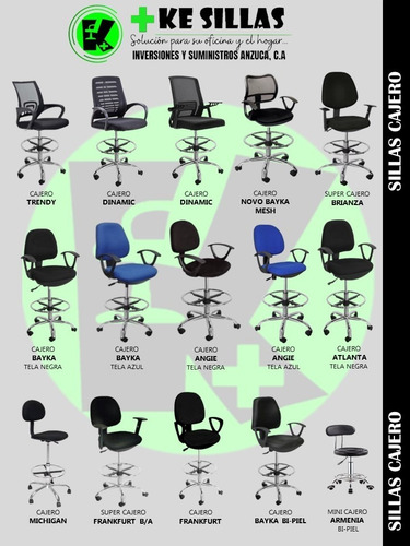 Imagen 2 de 2 de Silla Mini Cajero Oficina Armenia Base Cromada