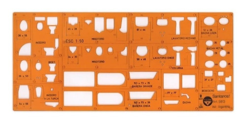 Imagen 1 de 4 de Plantilla Pizzini Sanitarios 1 - Art. 5813 - Escala 1:50
