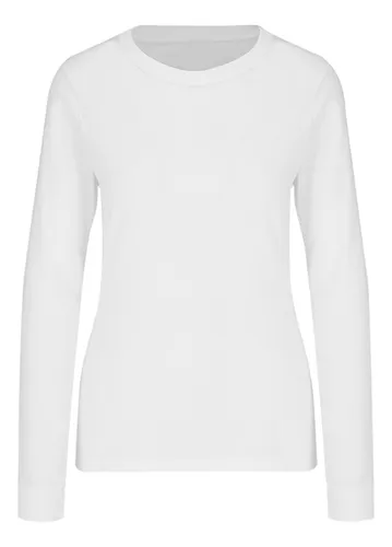comprar Playera Blusa Mujer Basica Manga Larga Casual Sin Escote