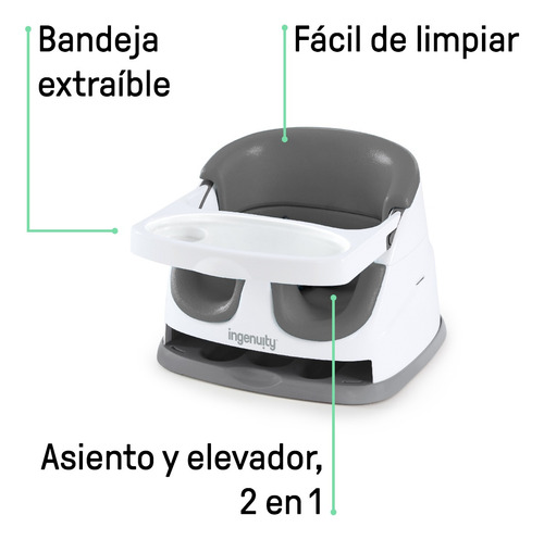 Base Para Bebé 2 En 1 Silla De Comer Elevadora Y Asiento Gris