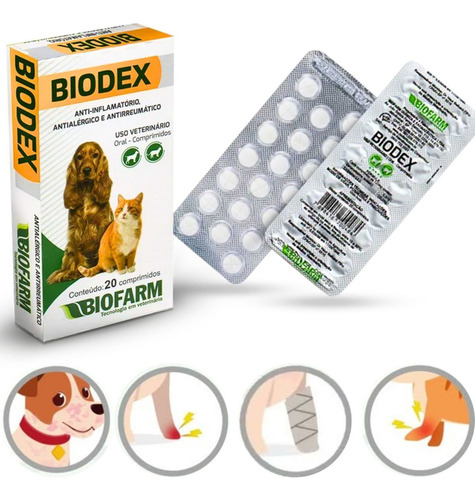 Antialérgico E Anti-inflamatório Cães E Gatos Biodex 20 Comp