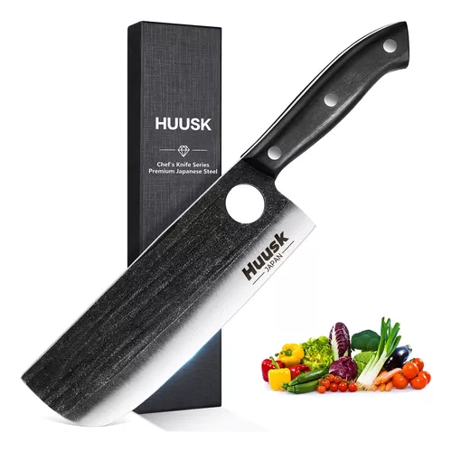 Huusk Cuchillos De Japón Cuchillo Nakiri Para Verduras Acero