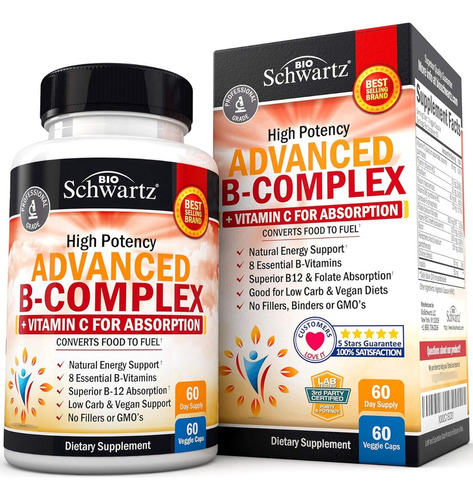 Complejo B Avanzado Con Vitamina C Bioschwartz 60 Capsulas