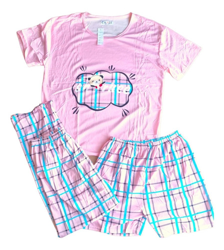 Hermosa Pijama De 3 Pzas. Para Dama. Short, Pantalon Y Blusa