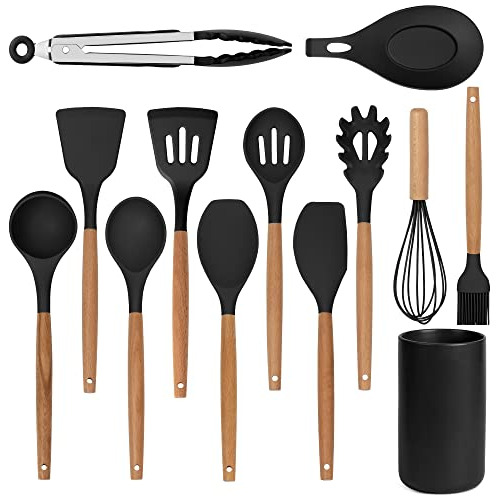 Kitchen Utensil Set, 13 Pcs Non-stick Silicone Cooking ...