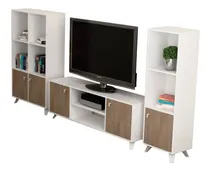 Comprar Combo Nórdico Escandinavo Vintage Mueble Lcd Biblioteca 1 Módulo + Biblio 2 Módulos + Rack Lcd