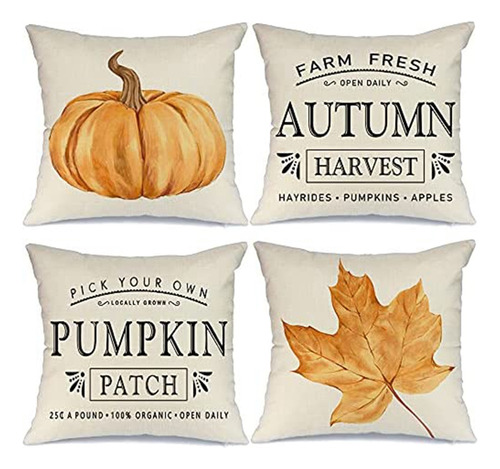 Fundas De Almohada Para Decoración De Otoño, 18 X 18, Juego