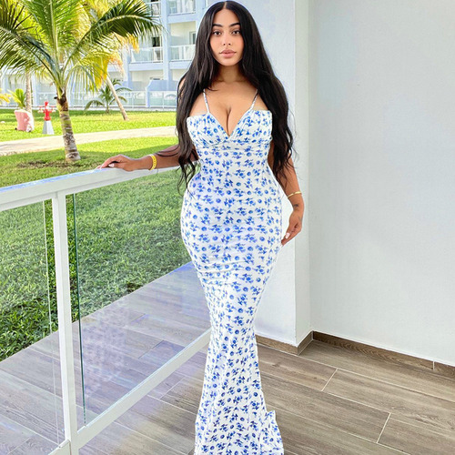 Vestidos Rectos Transpirables Con Estampado De Flores Pequeñ